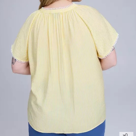 Torrid Belle Isle Popover Top Yellow Stripe - Picture 2 of 6